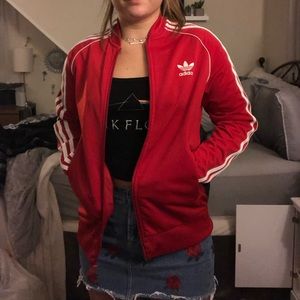 Adidas originals track jacket in red